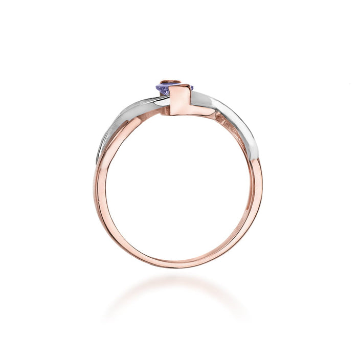 Inel Aur 14K cu Tanzanit 0.40 ct si Diamante Naturale 0.05 ct