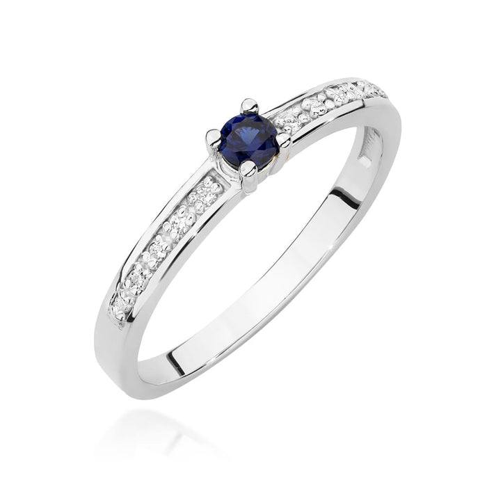 Inel Aur 14K cu Safir 0.15 ct si Diamante Naturale 0.05 ct