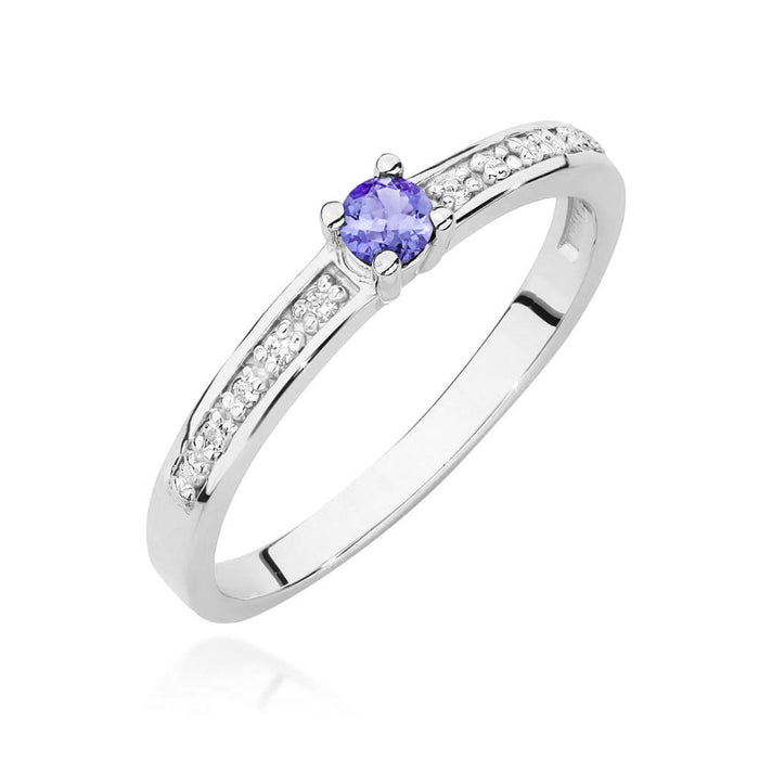 Inel Aur 14K cu Tanzanit 0.15 ct si Diamante Naturale Naturale 0.05 ct