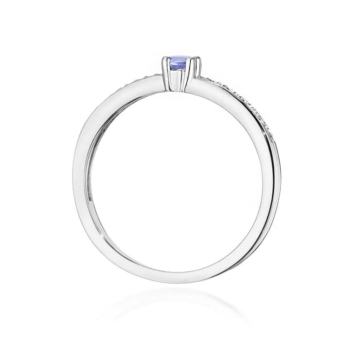 Inel Aur 14K cu Tanzanit 0.15 ct si Diamante Naturale Naturale 0.05 ct