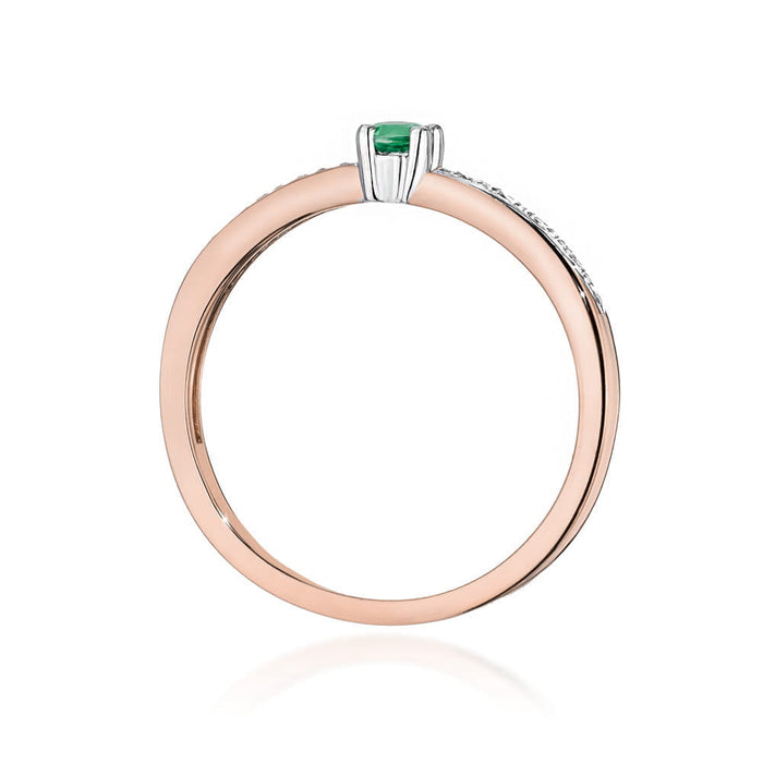 Inel Aur 14K cu Smarald 0.15 ct si Diamante Naturale 0.05 ct