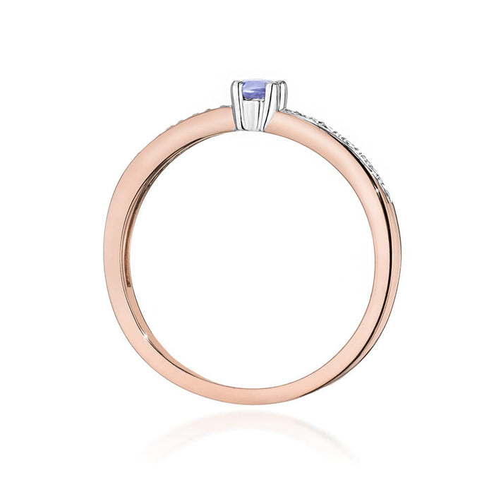 Inel Aur 14K cu Tanzanit 0.15 ct si Diamante Naturale Naturale 0.05 ct