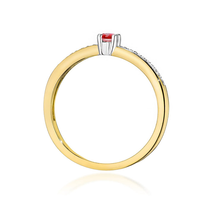 Inel Aur 14K cu Rubin 0.15 ct si Diamante Naturale Naturale 0.05 ct