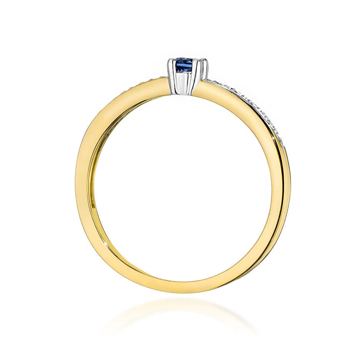 Inel Aur 14K cu Safir 0.15 ct si Diamante Naturale 0.05 ct