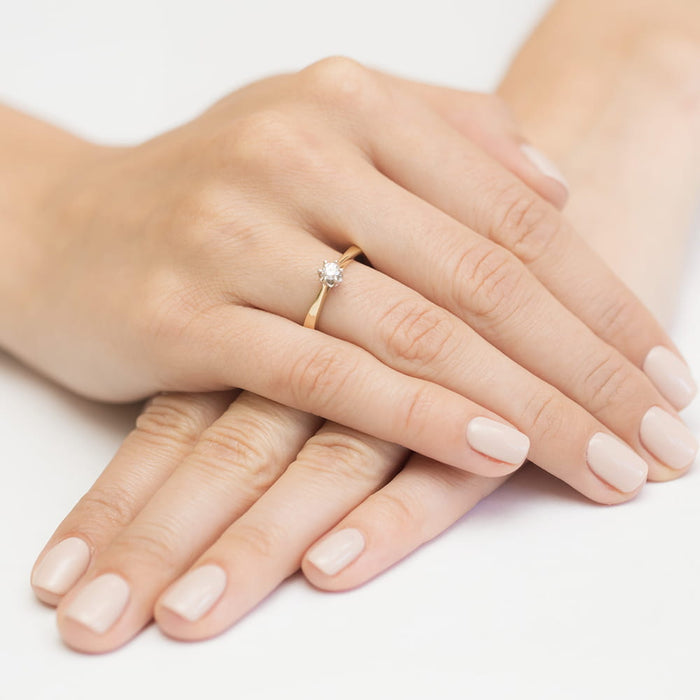 Inel Aur 14K W295 Diamant Crescut în Laborator 0.15ct