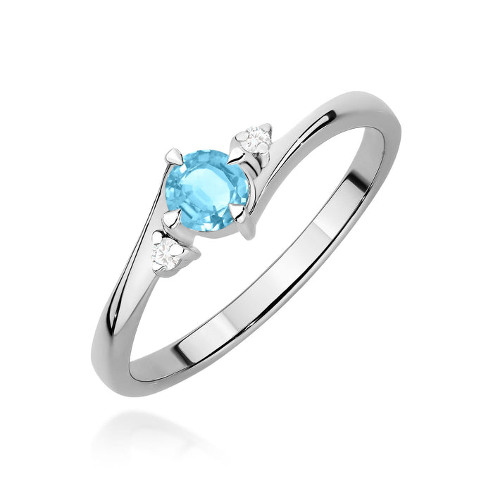 Inel Aur 14k cu Topaz 0.25 ct si Diamante Naturale 0.03 ct