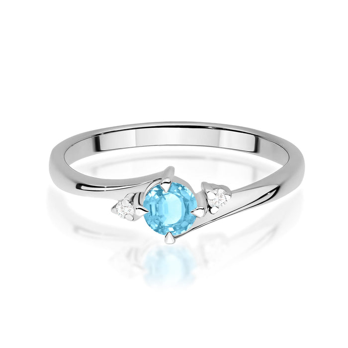 Inel Aur 14k cu Topaz 0.25 ct si Diamante Naturale 0.03 ct