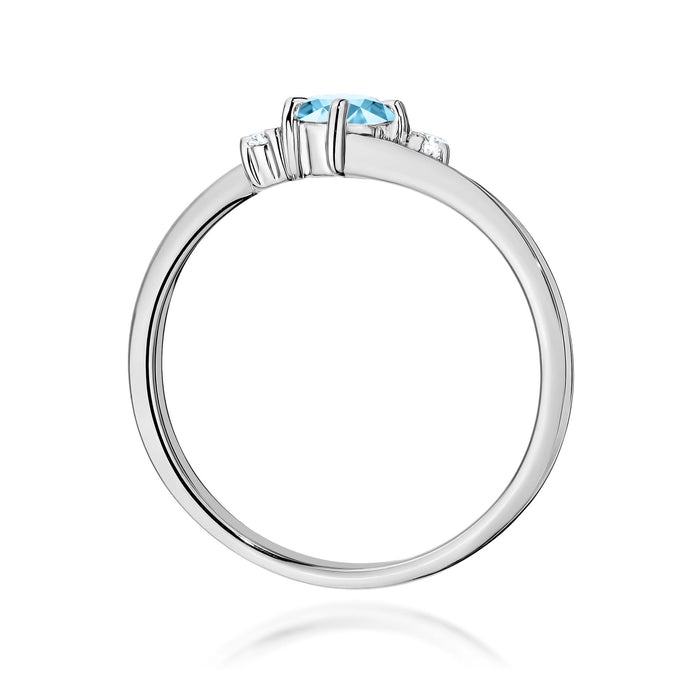 Inel Aur 14k cu Topaz 0.25 ct si Diamante Naturale 0.03 ct