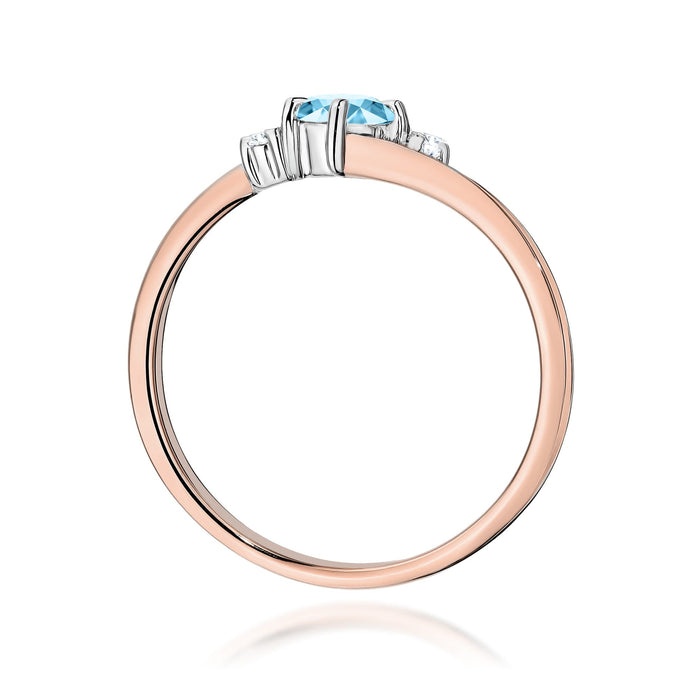 Inel Aur 14k cu Topaz 0.25 ct si Diamante Naturale 0.03 ct