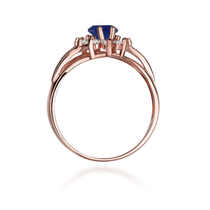 Inel Aur 14k cu Safir 0.90 ct si Diamante Naturale