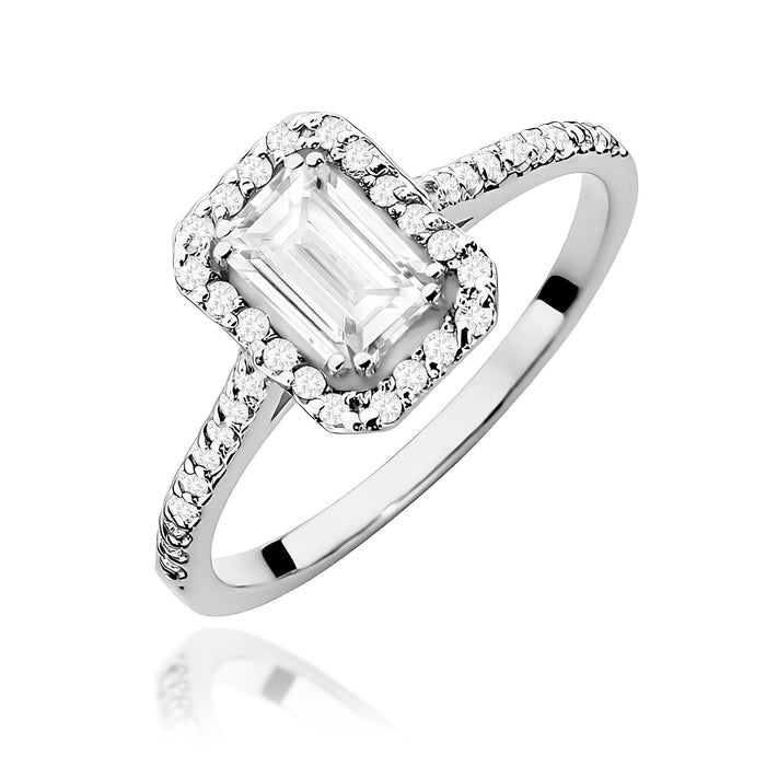 Inel Aur 14K Diamant Cultivat în Laborator 0,60ct Emerald W0403