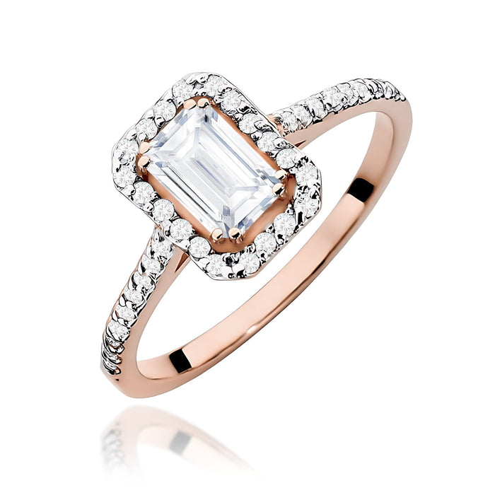 Inel Aur 14K Diamant Cultivat în Laborator 0,60ct Emerald W0403