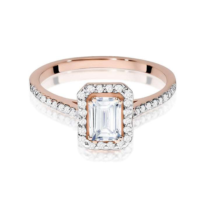 Inel Aur 14K Diamant Cultivat în Laborator 0,60ct Emerald W0403