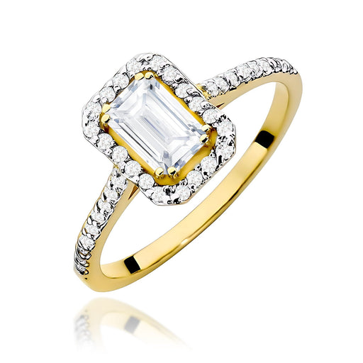 Inel Aur 14K Diamant Cultivat în Laborator 0,60ct Emerald W0403