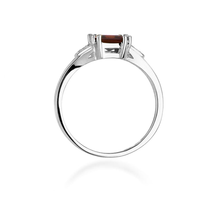 Inel Aur 14K cu Garnet 1.30 ct - Alb