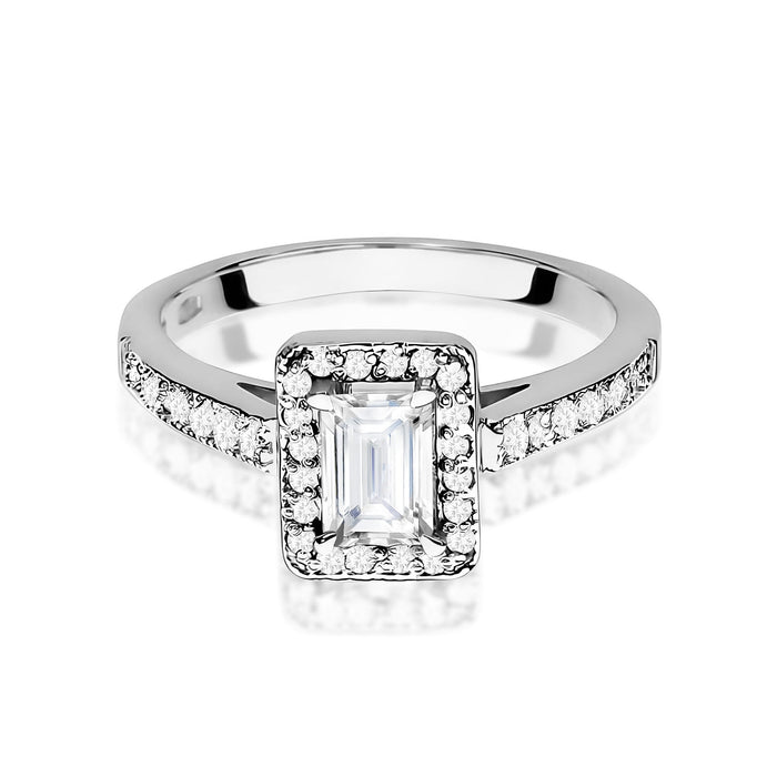 Inel Aur 14K Diamant Cultivat în Laborator 0,60ct Emerald