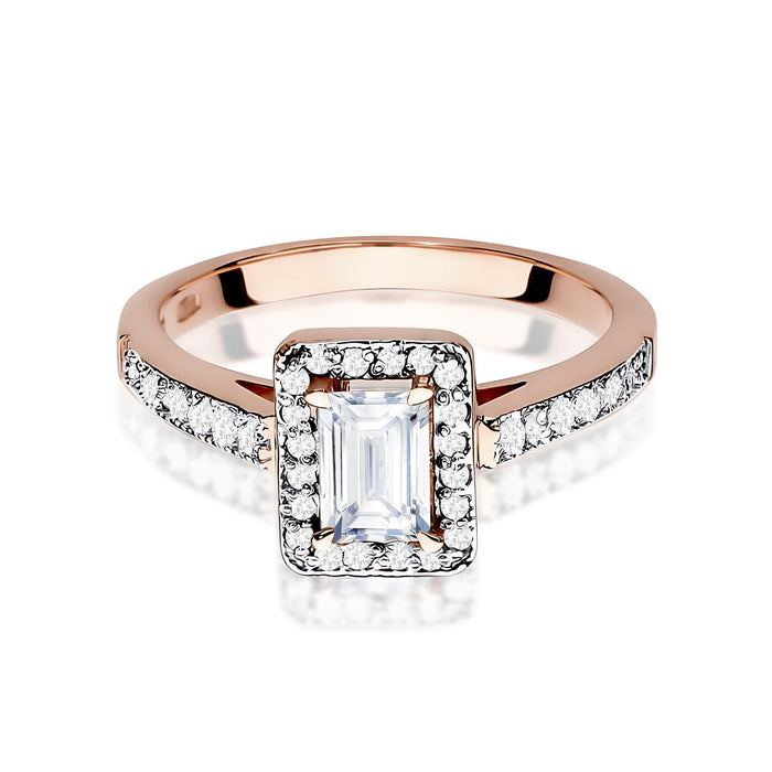 Inel Aur 14K Diamant Cultivat în Laborator 0,60ct Emerald