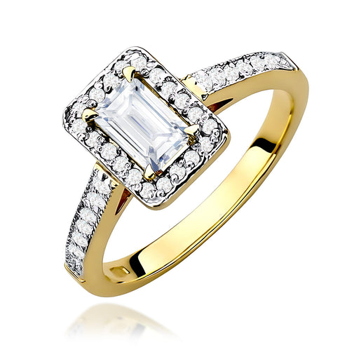 Inel Aur 14K Diamant Cultivat în Laborator 0,60ct Emerald