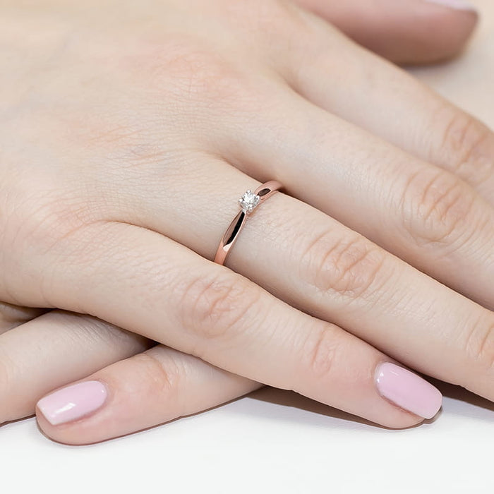 Inel Aur 14K cu Diamant Natural 0.10 ct