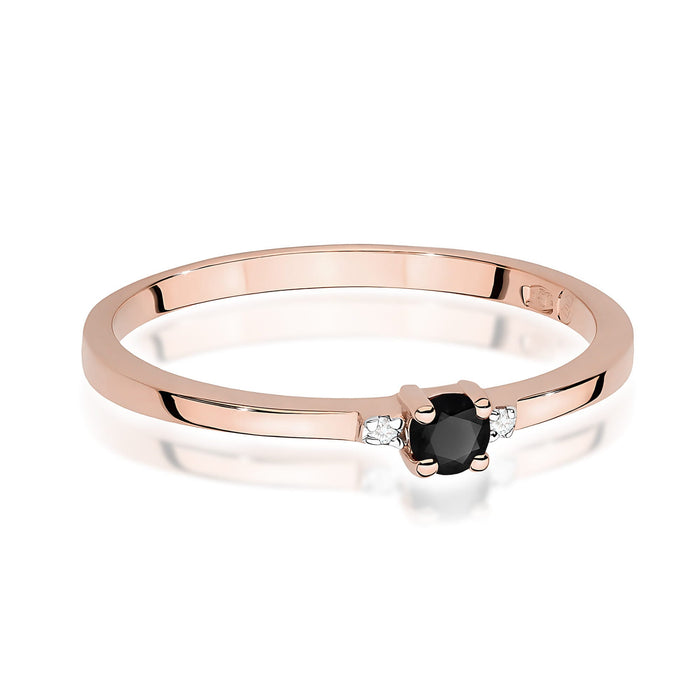 Inel Aur 14K W0464 Diamant Natural Negru 0.12ct