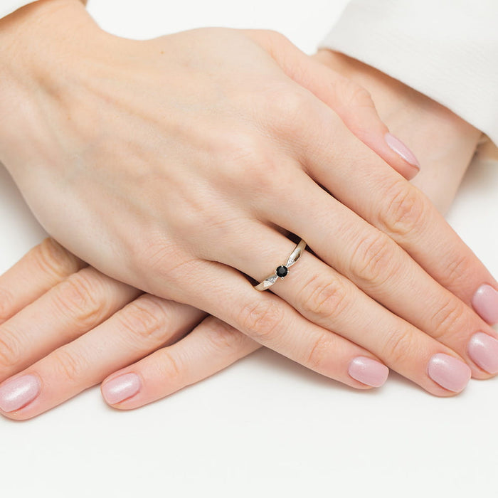 Inel Aur 14K W0469 Diamant Negru 0.12ct