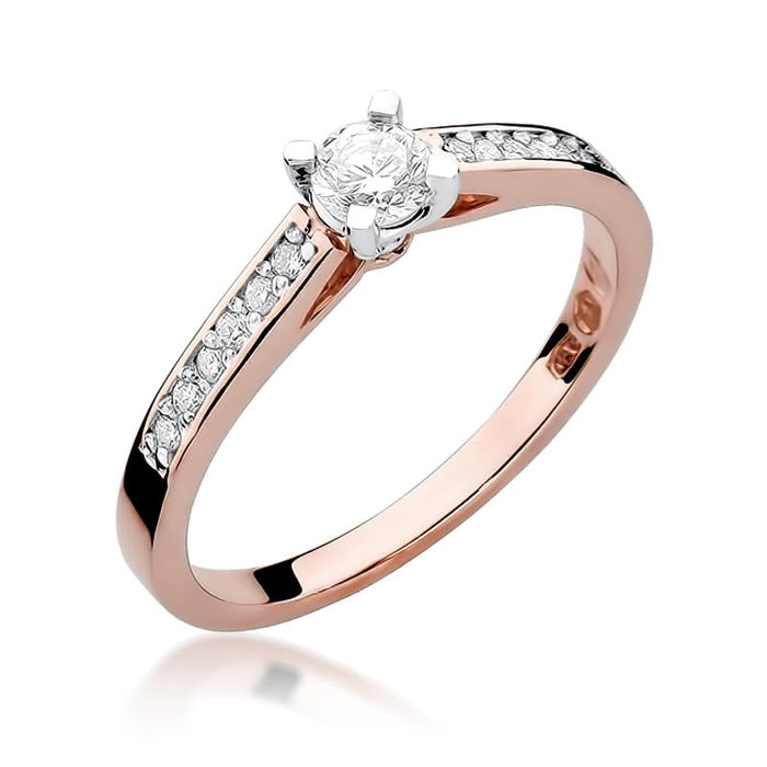 Inel Aur 14k cu Diamante 0,36 ct - Roz