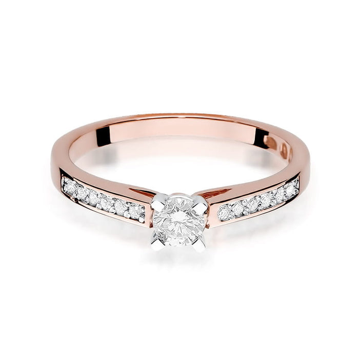 Inel Aur 14k cu Diamante 0,36 ct - Roz