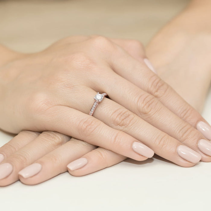 Inel Aur 14k cu Diamante 0,36 ct - Roz