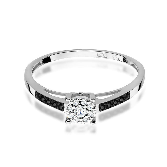 Inel Aur 14K cu Diamant 0.04 ct si Diamante Naturale Negre 0.04 ct