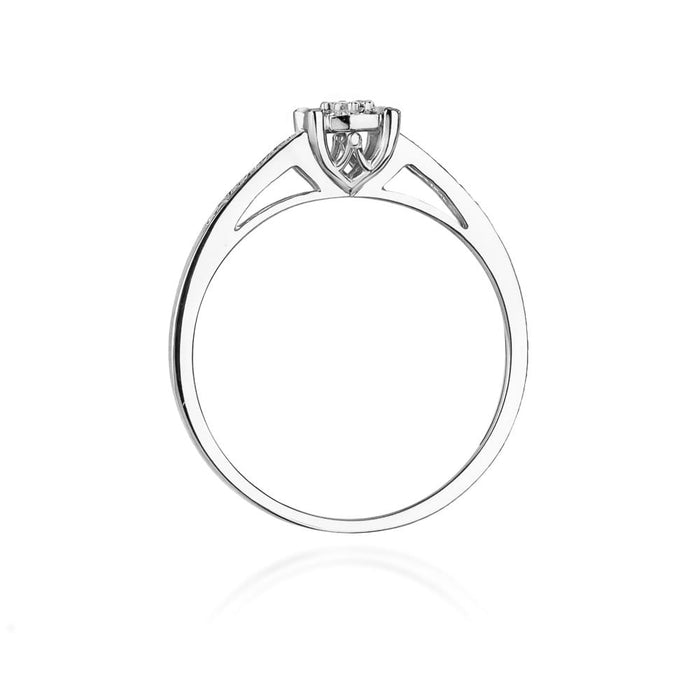 Inel Aur 14K cu Diamant 0.04 ct si Diamante Naturale Negre 0.04 ct