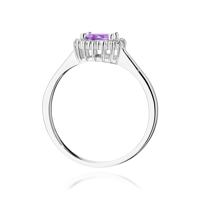 Inel Aur 14K cu Ametist 0.50 ct si Diamante Naturale Naturale 0.14 ct