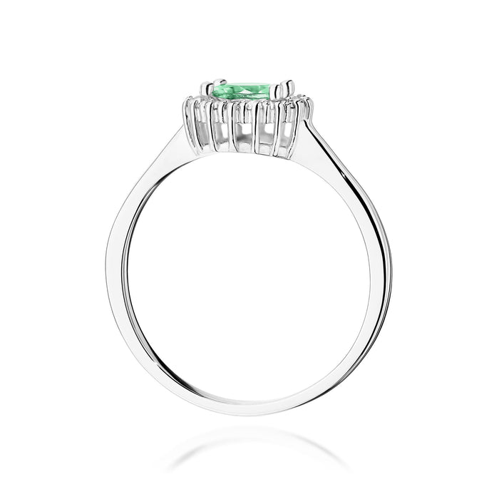 Inel Aur 14K cu Smarald 0.50 ct si Diamante Naturale 0.14 ct