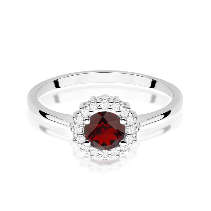 Inel Aur 14K cu Garnet 0.60 ct si Diamante Naturale Naturale 0.14 ct