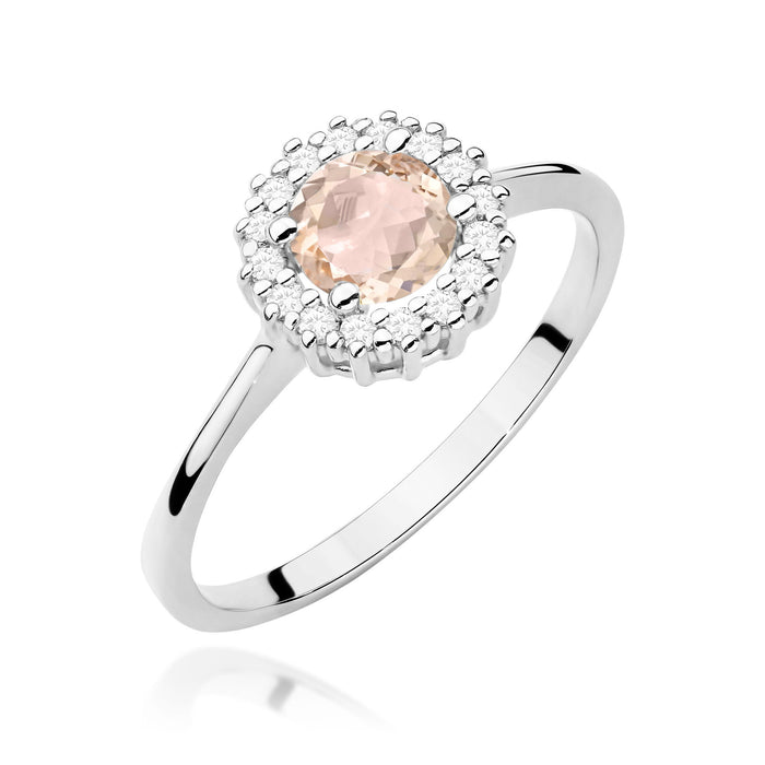 Inel Aur 14K cu Morganit 0.40 ct si Diamante Naturale Naturale 0.14 ct