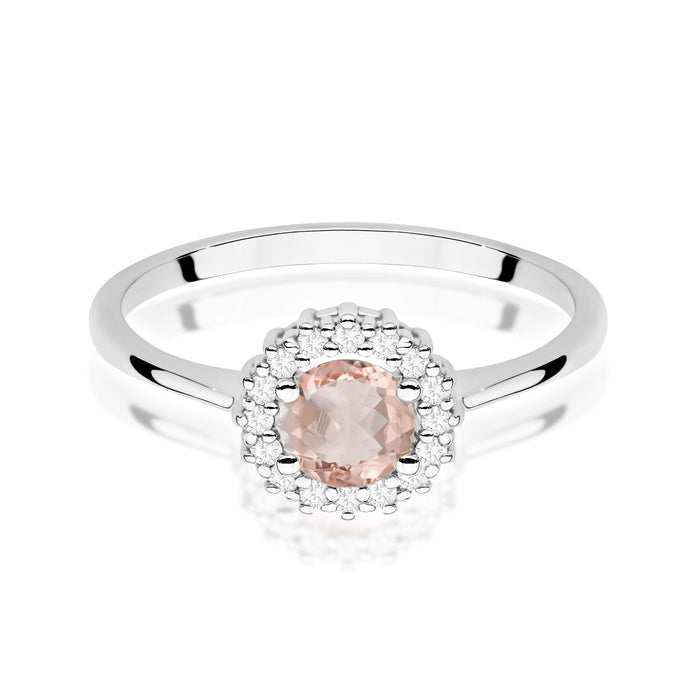 Inel Aur 14K cu Morganit 0.40 ct si Diamante Naturale Naturale 0.14 ct