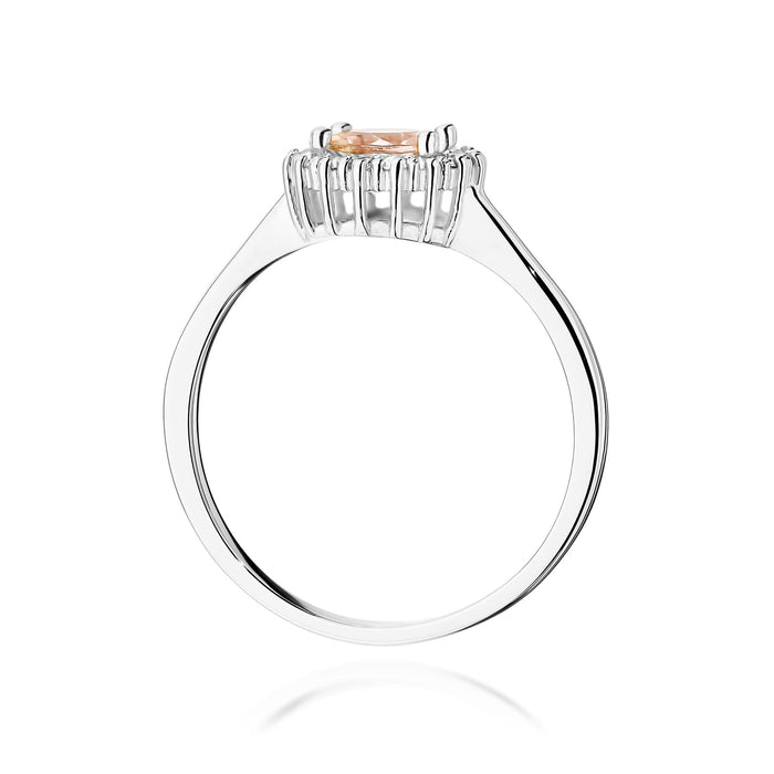 Inel Aur 14K cu Morganit 0.40 ct si Diamante Naturale Naturale 0.14 ct