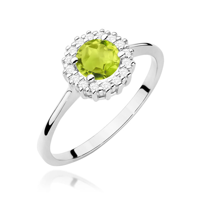 Inel Aur 14K cu Peridot 0.60 ct si Diamante Naturale Naturale 0.14 ct