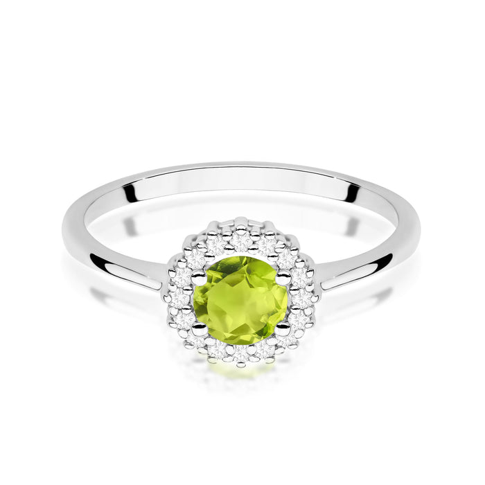 Inel Aur 14K cu Peridot 0.60 ct si Diamante Naturale Naturale 0.14 ct