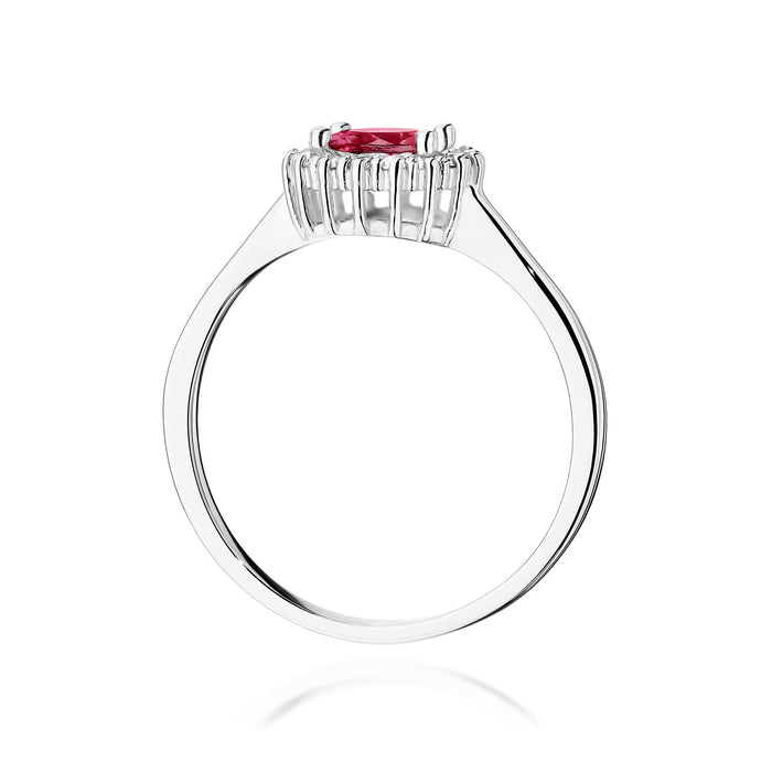 Inel Aur 14K cu Rubin 0.60 ct si Diamante Naturale Naturale 0.14 ct
