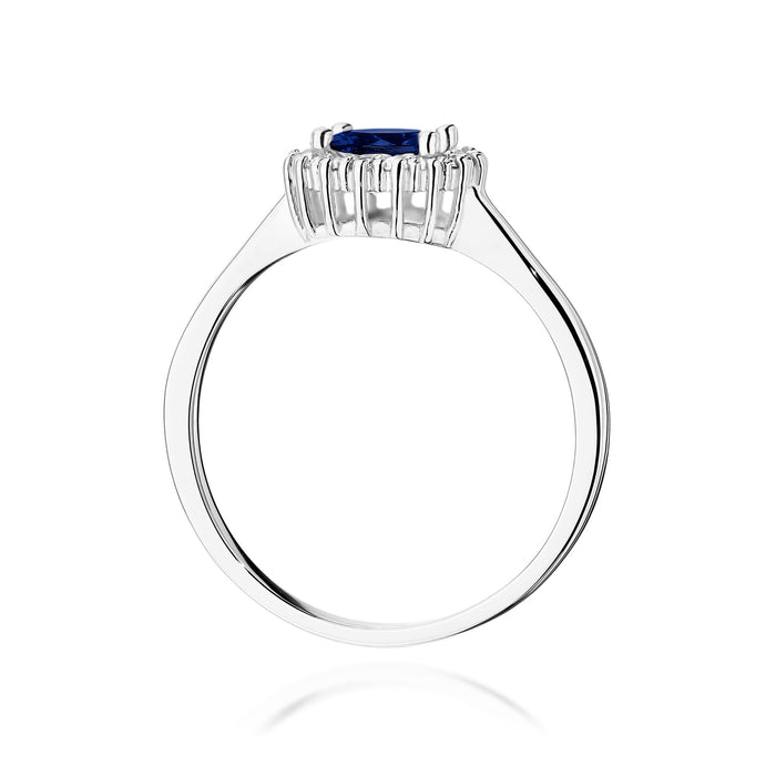 Inel Aur 14K cu Safir 0.50 ct si Diamante Naturale Naturale 0.14 ct