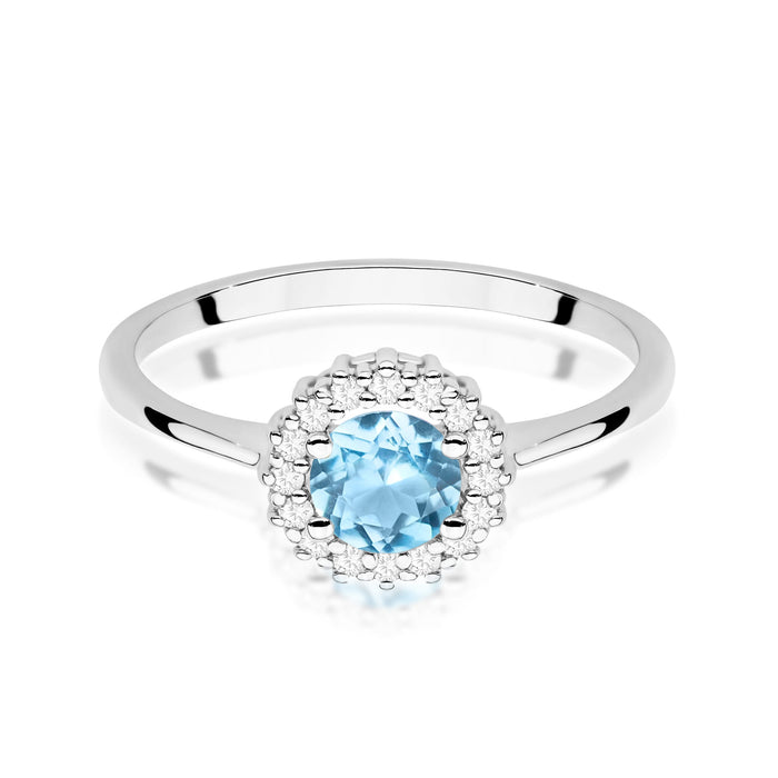 Inel Aur 14K cu Topaz Albastru 0.50 ct si Diamante Naturale Naturale 0.14 ct