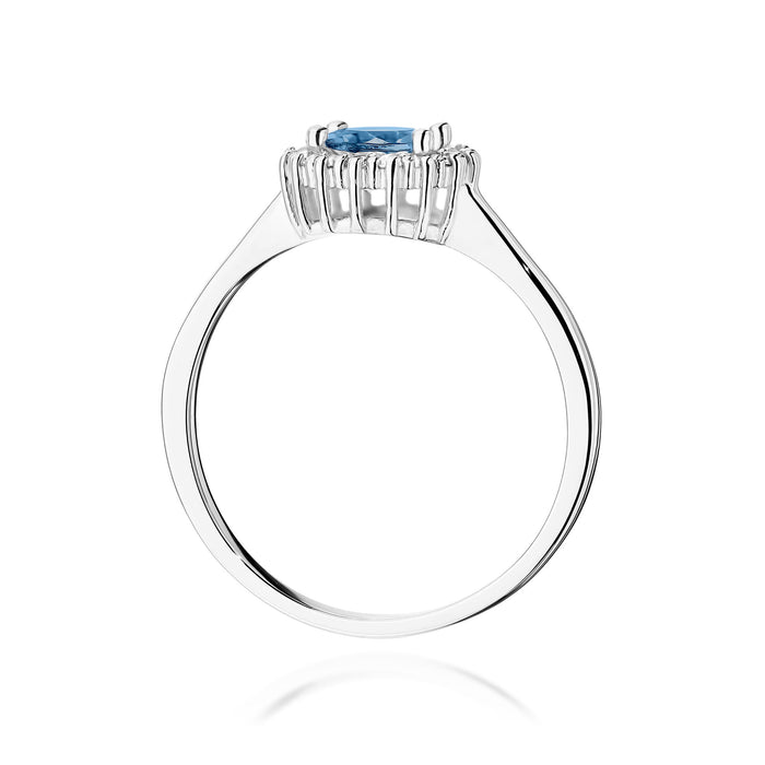Inel Aur 14K cu Topaz London Blue 0.50 ct si Diamante Naturale Naturale 0.14 ct