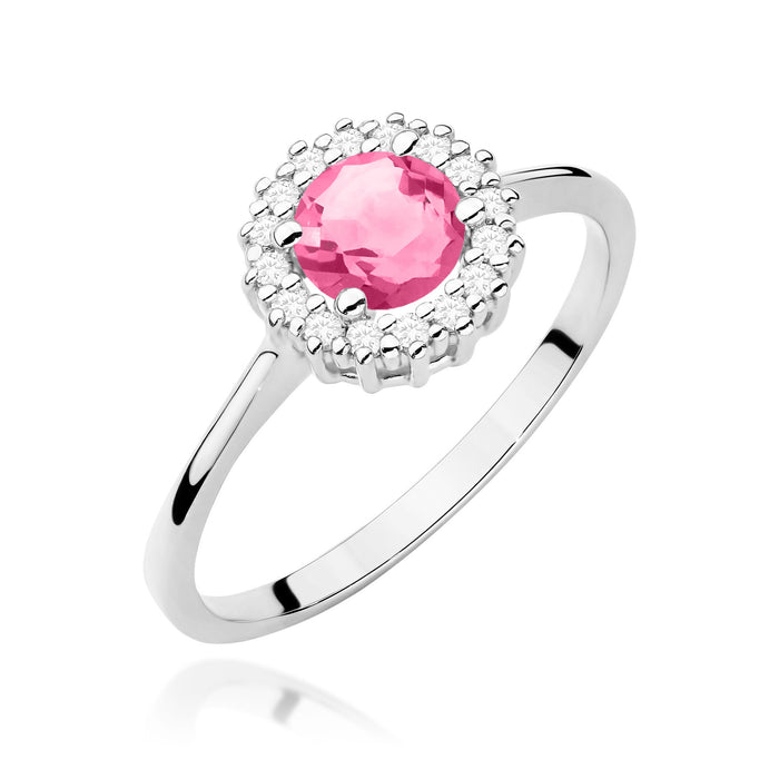 Inel Aur 14K cu Topaz Roz 0.60 ct si Diamante Naturale Naturale 0.14 ct