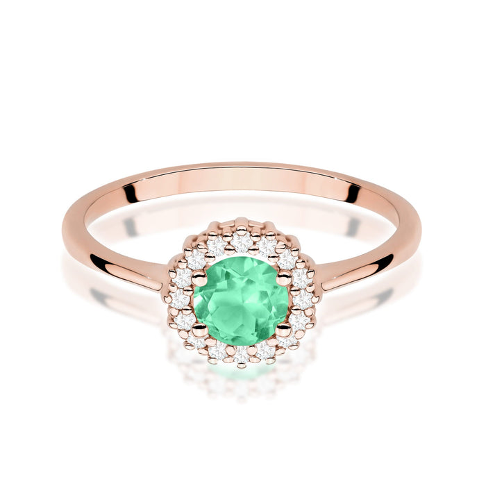 Inel Aur 14K cu Smarald 0.50 ct si Diamante Naturale Naturale 0.14 ct