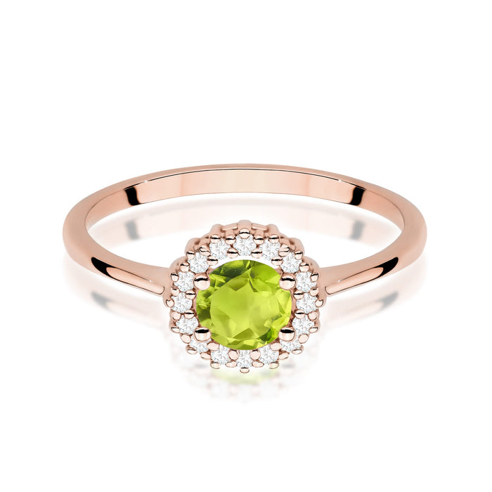 Inel Aur 14K cu Peridot 0.60 ct si Diamante Naturale Naturale 0.14 ct