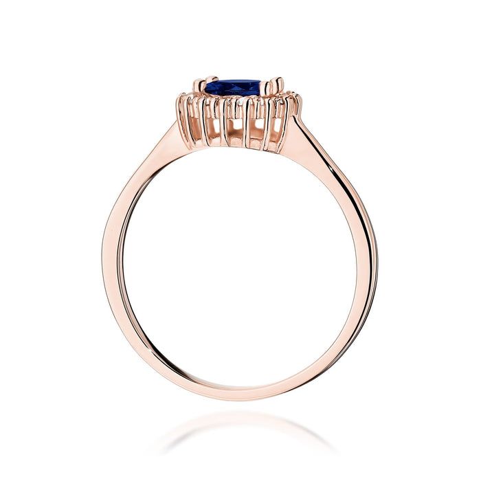 Inel Aur 14K cu Safir 0.50 ct si Diamante Naturale 0.14 ct