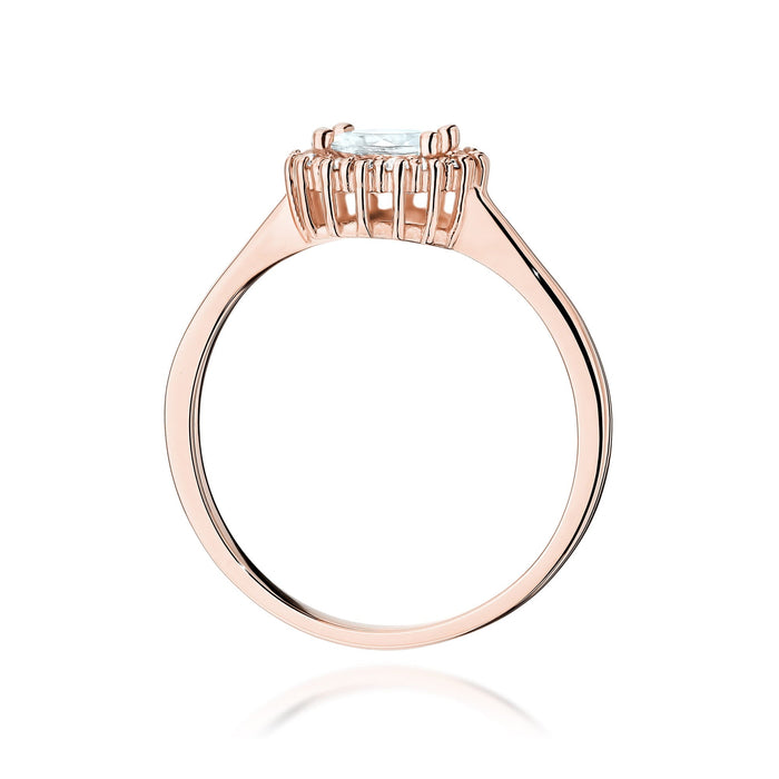 Inel Aur 14K cu White Sapphire 0.60 ct si Diamante Naturale 0.14 ct