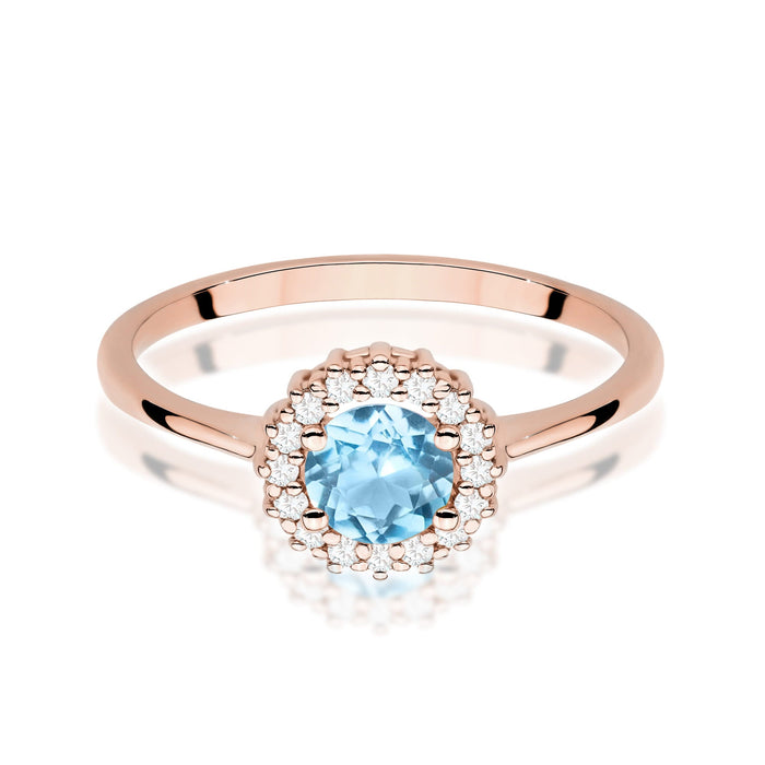 Inel Aur 14K cu Topaz Albastru 0.50 ct si Diamante Naturale Naturale 0.14 ct