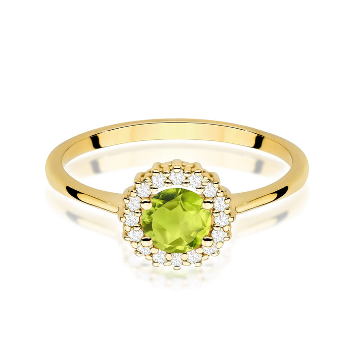 Inel Aur 14K cu Peridot 0.60 ct si Diamante Naturale 0.14 ct