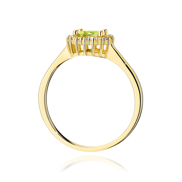Inel Aur 14K cu Peridot 0.60 ct si Diamante Naturale 0.14 ct